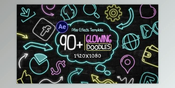 90+ Glowing Doodles Pack (Videohive 40563438) - AE Project