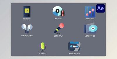 Music And Podcast Icons And Titles for After Effects (Videohive 53577293) - AE Project