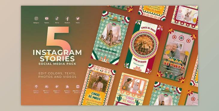 Cinco De Mayo Mexican Festival Instagram Reel (Videohive 51884486) - AE Project