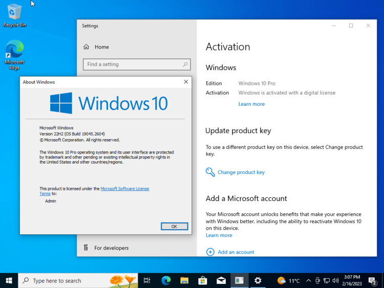 Windows 10 Pro 22H2 build 19045.5737 Preactivated April 2025