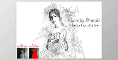 Sketchy Pencil Photoshop Action CreativeMarket - 10297905