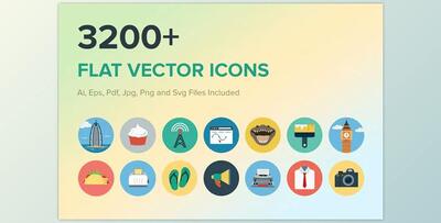 3200+ Flat Vector Icons (CreativeMarket-261088)