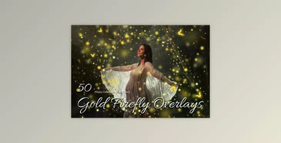 50 Gold Firefly Photoshop Overlays