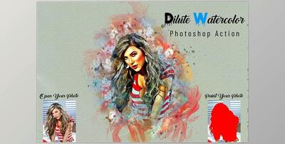 Dilute Watercolor Photoshop Action CreativeMarket - 7012878