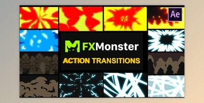 Cartoon Action Transitions - After Effects (Videohive 26031247) - AE Project