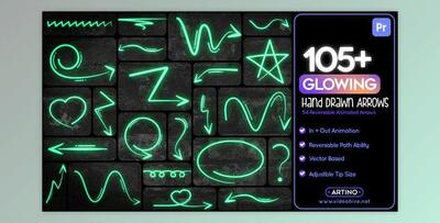 105 Glowing Hand Drawn Arrows Mogrt (Videohive 51447624)