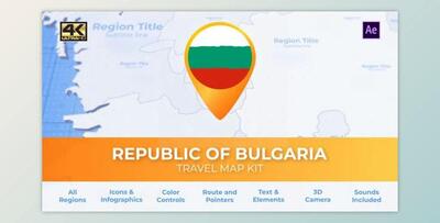 Bulgaria Map - Republic of Bulgaria Travel Map (Videohive 39229702) - AE Project