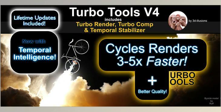 Blender Market - Turbo Tools v4.1.6 - Turbo Render, Temporal Stabilizer, & Turbo Comp