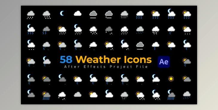 Weather Icons – 58 Pack (Videohive 42790062) - AE Project