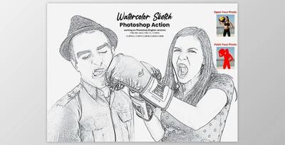 Watercolor Sketch Photoshop Action By Studio Retouch