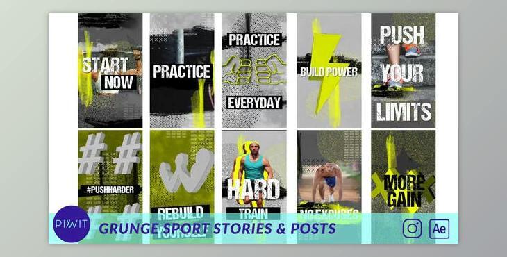 Grunge Sports Stories & Posts (Videohive 31501691) - AE Project