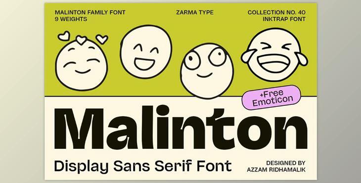 Malinton - Display Sans Font Family Creative Market - 288747692