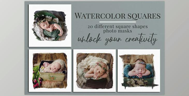 Watercolor squares photo masks CreativeMarket-5922919 (PNG, JPG)