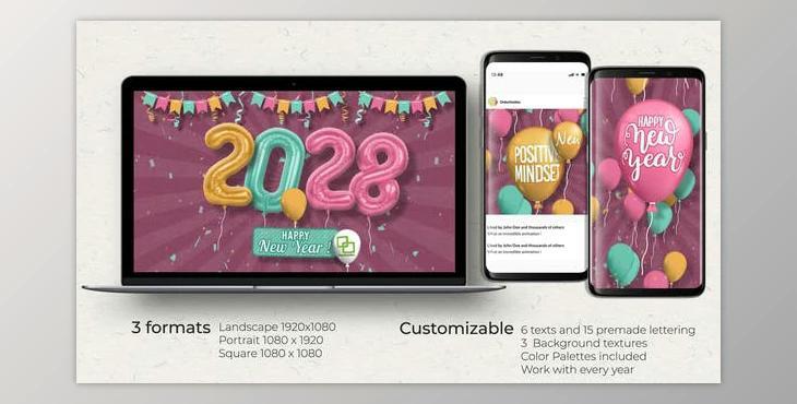 New Year and Balloons Opener (Videohive 40309926) - AE Project