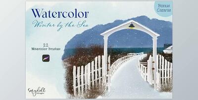Winter by the Sea – Watercolor CreativeMarket - 6612217