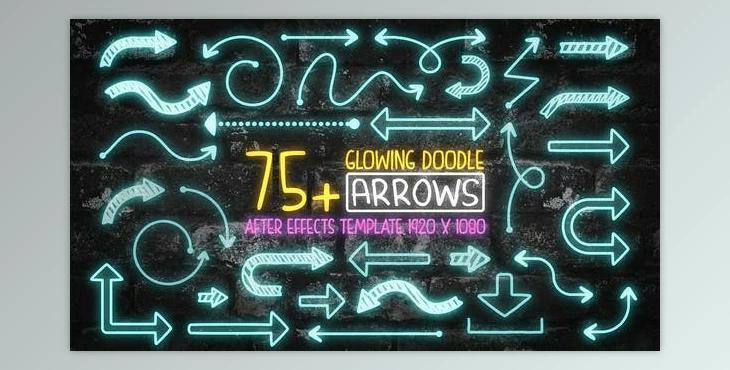 75 Glowing Doodle Arrow Pack After Effects (Videohive 43939027) - AE Project