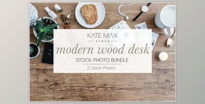 Modern Wood Desk Stock Photo Bundle By KateMaxStock