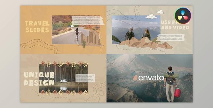 Cartoon Travel Slideshow for DaVinci Resolve (Videohive 48252523)