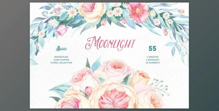 Moonlight. Floral collection By OctopusArtis (PNG)