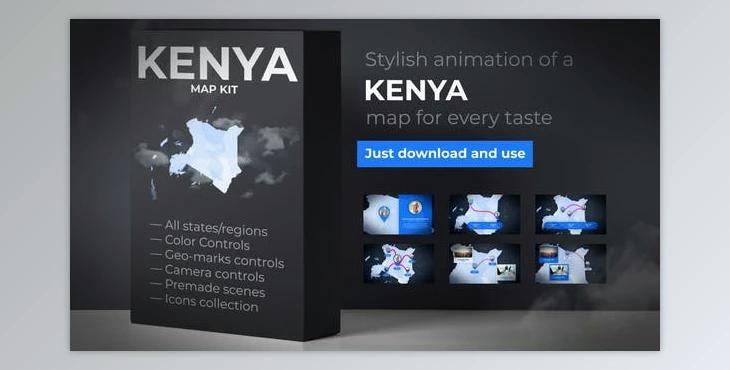 Kenya Map - Republic of Kenya Map Kit (VideoHive 35136190) - AE Project