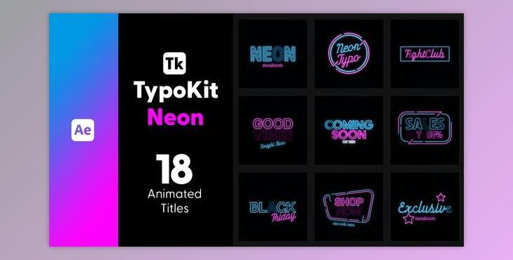 Typo Kit Neon Titles for After Effects (Videohive 44505279) - AE Project