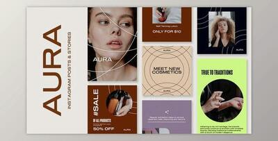 AURA – BEAUTY INSTAGRAM POSTS & STORIES PACK (Videohive 50797688) - AE Project