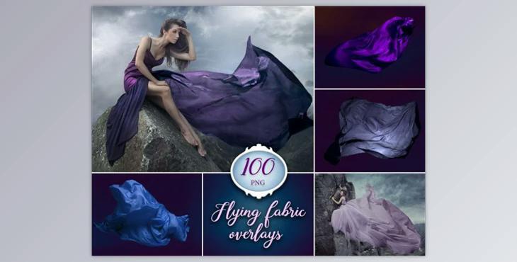 100 Flying Fabric Overlays (flying dress, flowing silk)