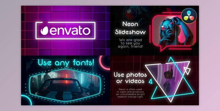 Neon Slideshow for DaVinci Resolve (Videohive 38600958)