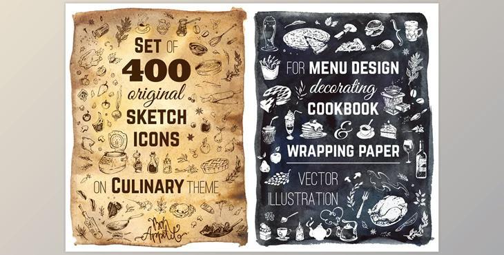 Hand-drawn cooking and food icons (CreativeMarket - 682355)