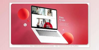 Videohive Red Elements Laptop Mockup Promo 36557182