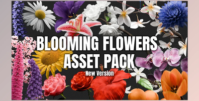 blendermarket – Blooming Flowers – Geo Nodes Curve Asset Pack