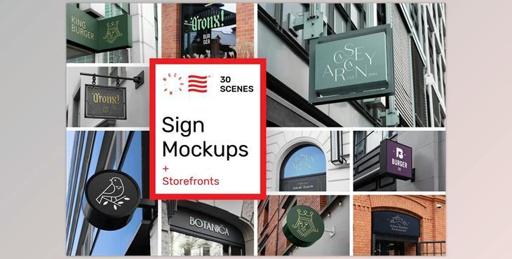 Sign Mockups and Storefront Mockups CreativeMarket-5628951 (PSD, JPG)