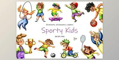 Sporty Kids – Clip Art Set