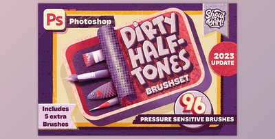 Dirty Halftones Photoshop Brush Set Creative Market – 12698601
