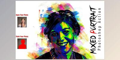 Mixed Portrait Photoshop Action CreativeMarket - 6831995