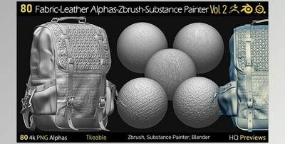 Artstation – Debox Studio – 80 4K Fabric – Leather Tileble Alphas