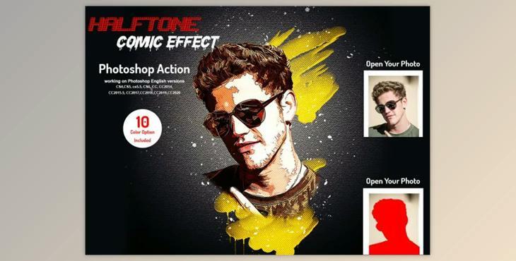 Halftone Comic Effect PS Action By Studio Retouch