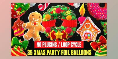 Foil Balloons - Xmas Party Collection (Videohive 25226176) - AE Project