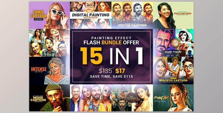 BUNDLE! 15 in 1 Oil Painting Effect CreativeMarket-6631435 (ATN)