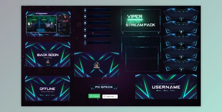 Viper Stream Pack Overlays (Videohive 35877296) - AE Project