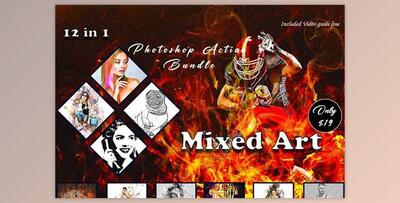 Mixed Art Photoshop Action Bundle CreativeMarket - 11011649