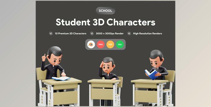 UI8 – Student Character 3D Illustration