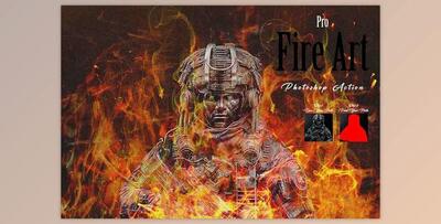 Pro Fire Art Photoshop Action Creativemarket - 10999499