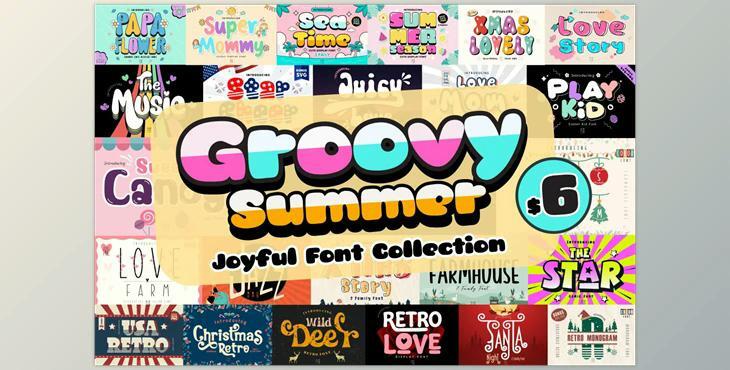 Groovy Summer - Joyful Font Bundle - 25 Premium Fonts