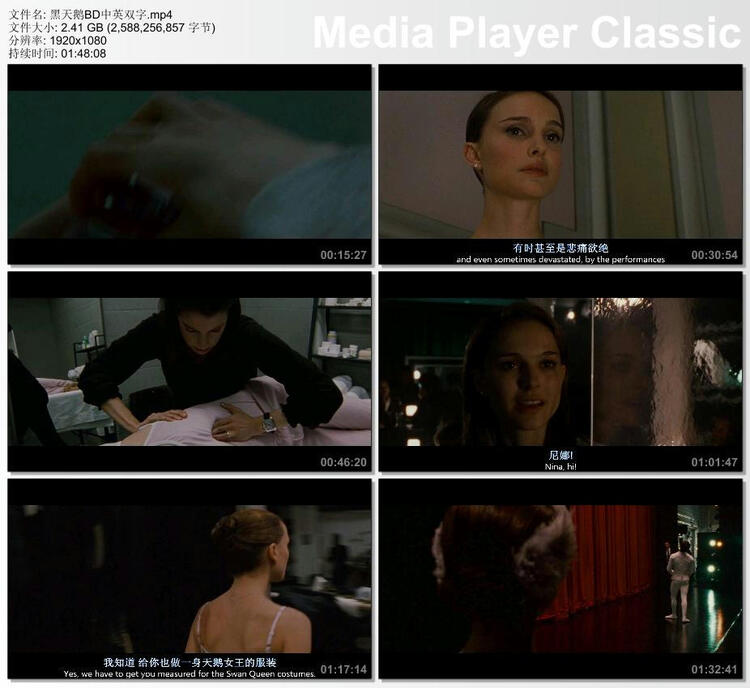 2010年美国经典惊悚片《黑天鹅》蓝光中英双字