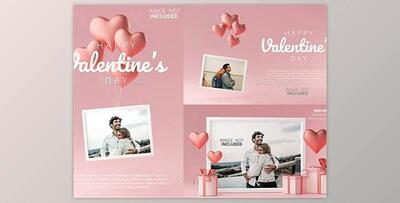 Portrait Photo Frame Mockup Template Love Heart Ballon and Gift Box 3D Rendering GraphicRiver-30090480 (PSD)