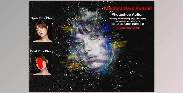Abstract Dark Portrait PS Action CreativeMarket-5866733 (ATN, PAT, ABR)