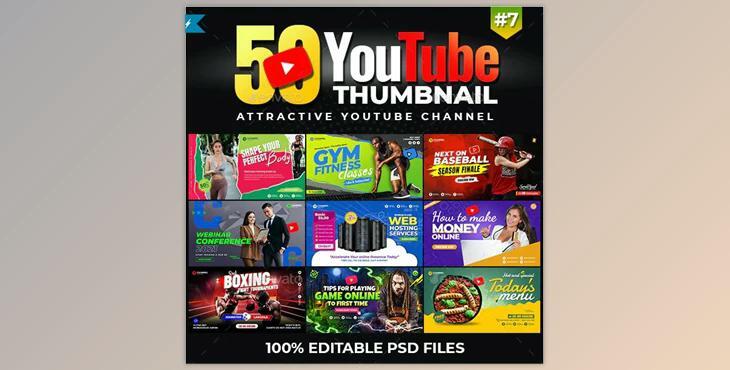 50-Youtube Thumbnail Templates GraphicRiver-30186262 (PSD)
