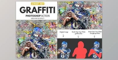 Graffiti Effect with Pop Up Photoshop Action By psddude (ABR, PAT, ATN)