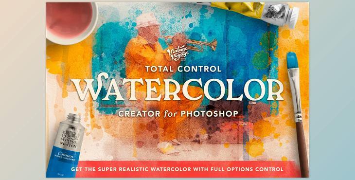 Total Watercolor Creator CreativeMarket-5652304 (PSD, ABR, PDF, GRD)